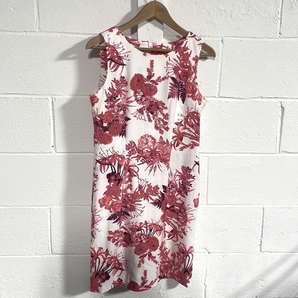 Mario Serrani Red| White Floral Sheath Dress Sz 8